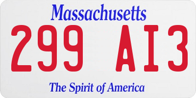 MA license plate 299AI3