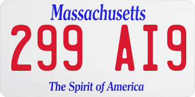MA license plate 299AI9