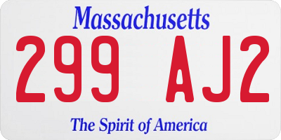 MA license plate 299AJ2