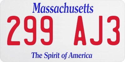MA license plate 299AJ3