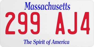 MA license plate 299AJ4