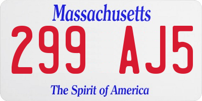 MA license plate 299AJ5