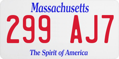 MA license plate 299AJ7
