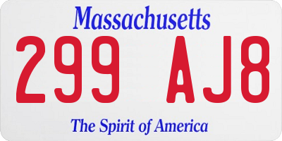 MA license plate 299AJ8