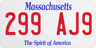 MA license plate 299AJ9