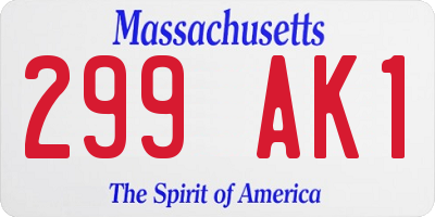 MA license plate 299AK1