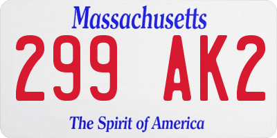 MA license plate 299AK2