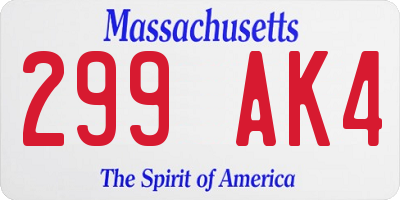 MA license plate 299AK4