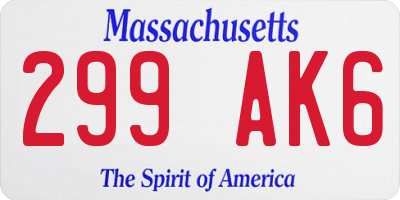 MA license plate 299AK6