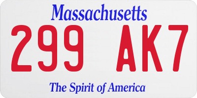 MA license plate 299AK7