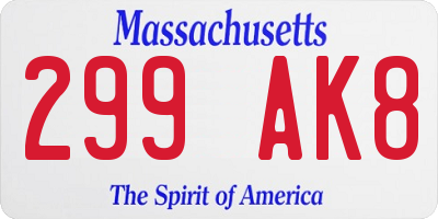 MA license plate 299AK8
