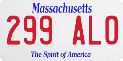 MA license plate 299AL0