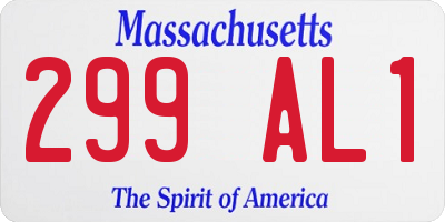 MA license plate 299AL1