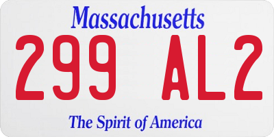 MA license plate 299AL2