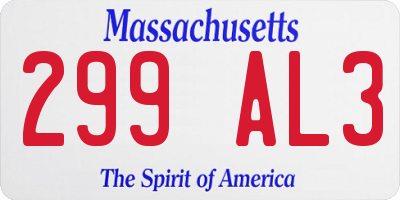 MA license plate 299AL3
