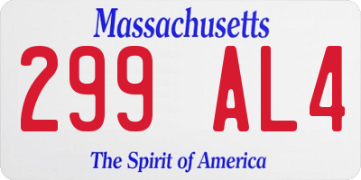 MA license plate 299AL4