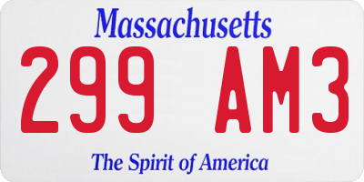 MA license plate 299AM3