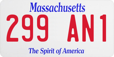 MA license plate 299AN1