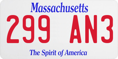 MA license plate 299AN3