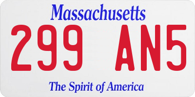 MA license plate 299AN5