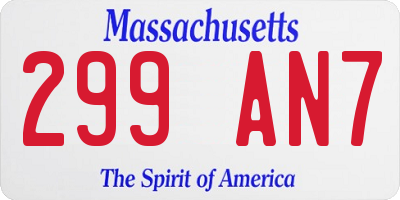 MA license plate 299AN7