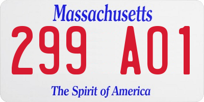 MA license plate 299AO1