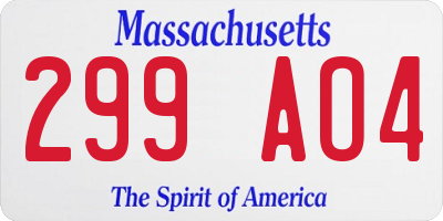 MA license plate 299AO4