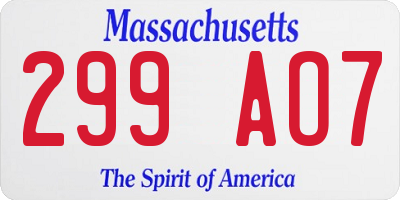 MA license plate 299AO7