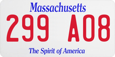 MA license plate 299AO8