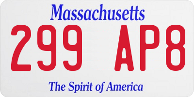 MA license plate 299AP8