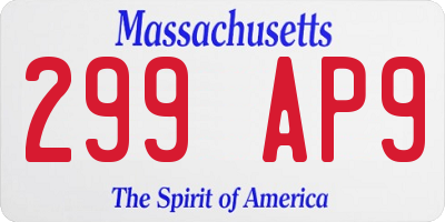 MA license plate 299AP9