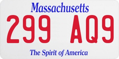 MA license plate 299AQ9