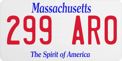 MA license plate 299AR0