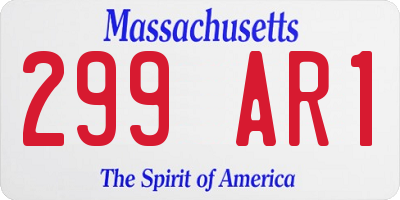 MA license plate 299AR1