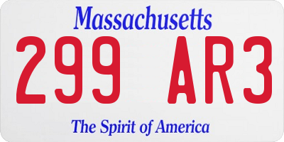 MA license plate 299AR3