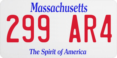 MA license plate 299AR4