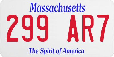 MA license plate 299AR7