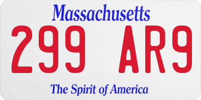 MA license plate 299AR9