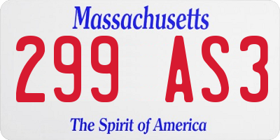 MA license plate 299AS3