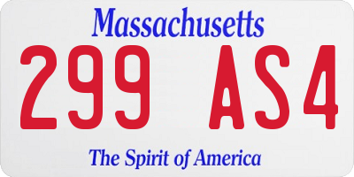 MA license plate 299AS4