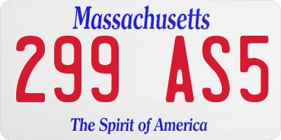 MA license plate 299AS5