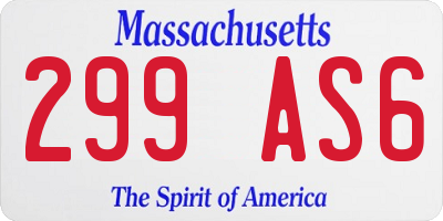MA license plate 299AS6
