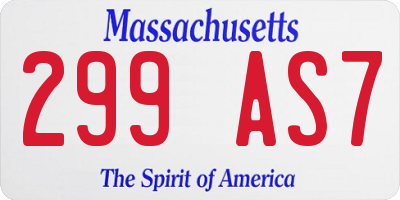 MA license plate 299AS7