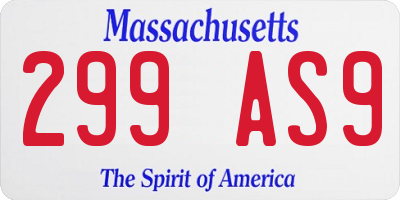 MA license plate 299AS9