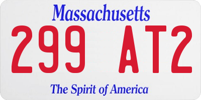 MA license plate 299AT2