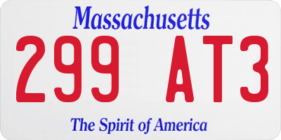 MA license plate 299AT3