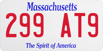 MA license plate 299AT9