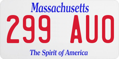 MA license plate 299AU0