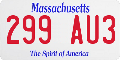 MA license plate 299AU3