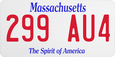 MA license plate 299AU4